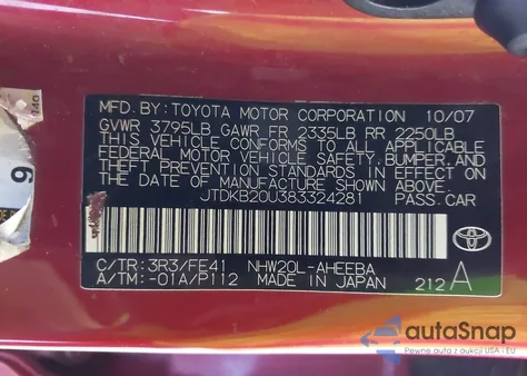 2008 Toyota Prius Touring из США, поврежденный, VIN JTDKB20U383324281